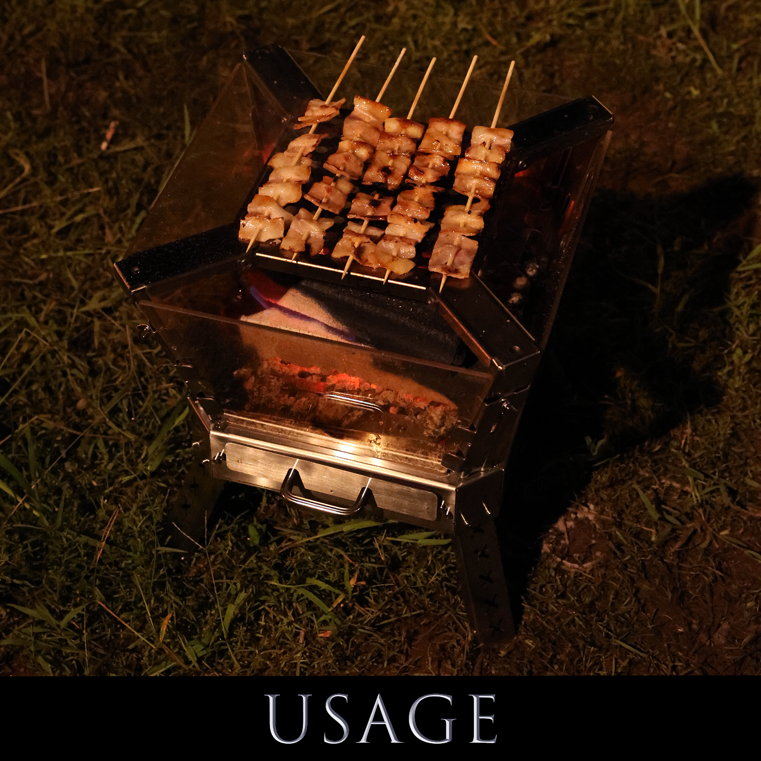 Folding Four-sided Glass Heating&barbecue Fire Pit