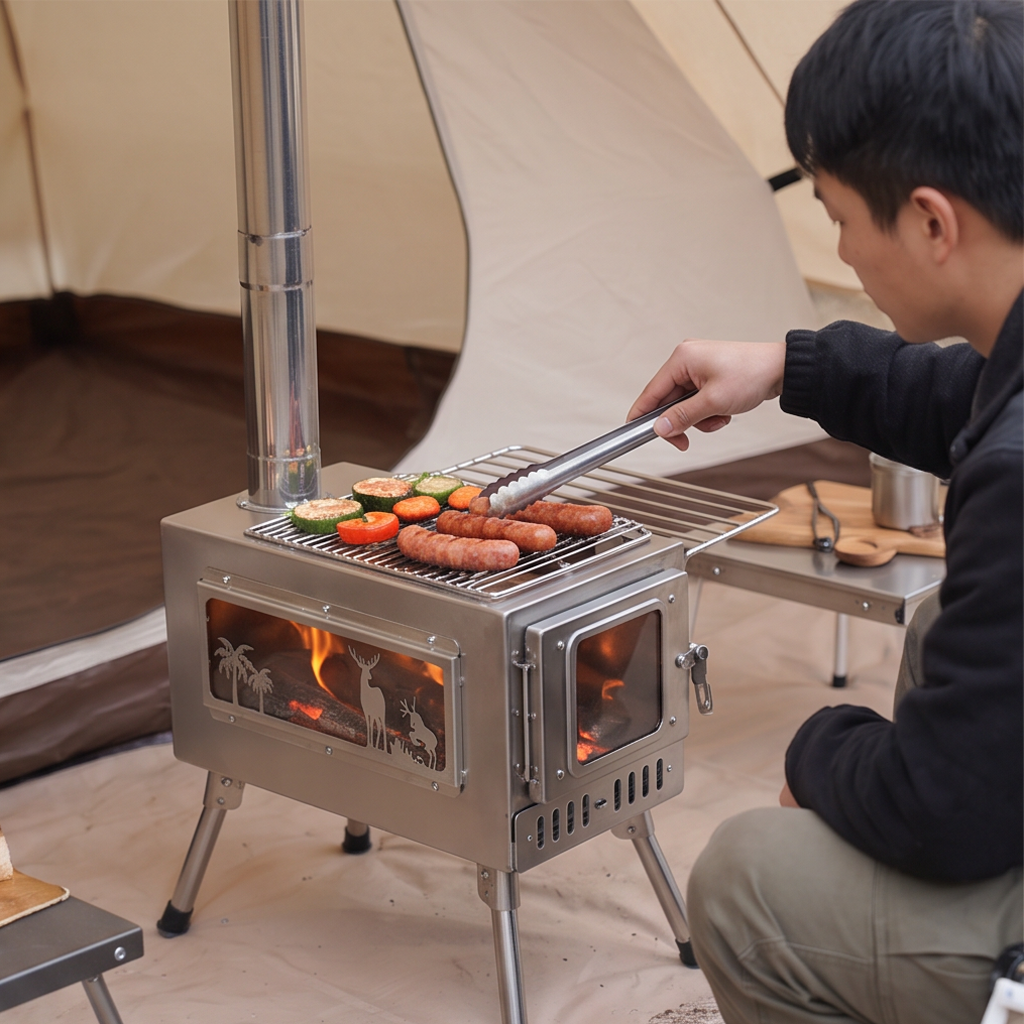 Stainless Double-sided Window Grilles 360 Tent Stove