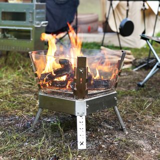 Folding Four-sided Glass Heating&barbecue Fre Pit